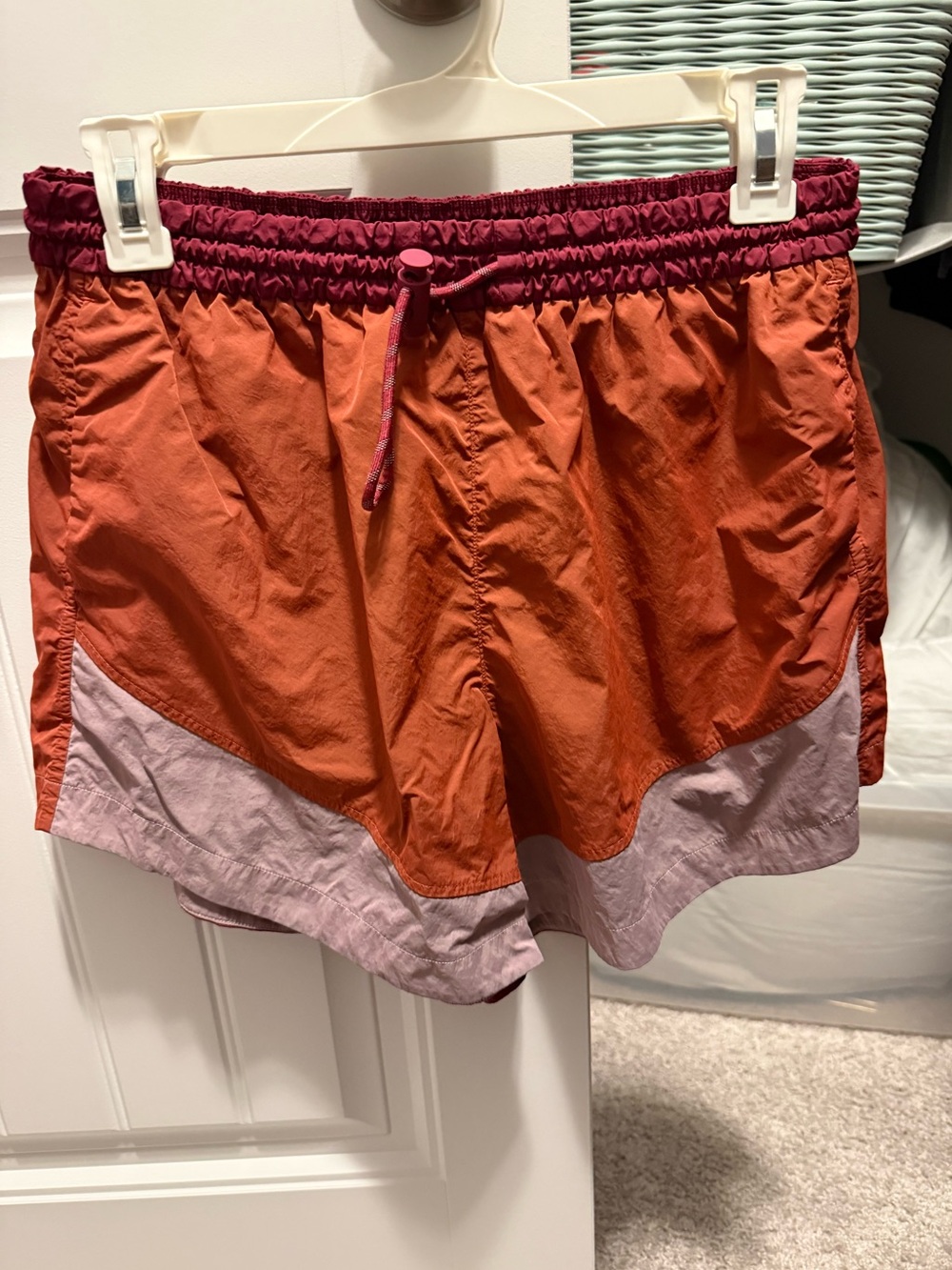 Lululemon evergreen shorts; Colorblock - Red, Purple & Lilac - Picture 3 of 6